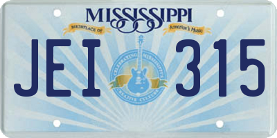 MS license plate JEI315