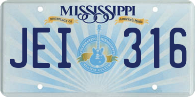 MS license plate JEI316