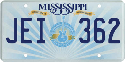 MS license plate JEI362