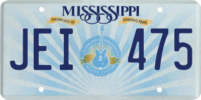 MS license plate JEI475