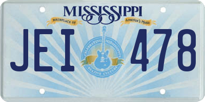 MS license plate JEI478