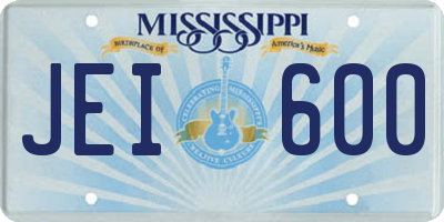 MS license plate JEI600