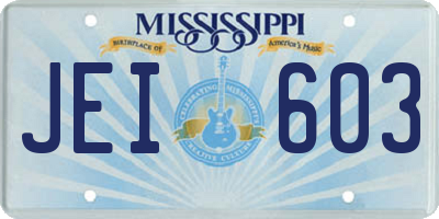 MS license plate JEI603