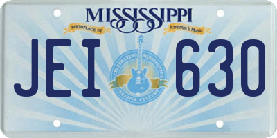 MS license plate JEI630