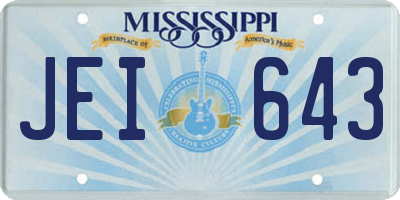 MS license plate JEI643
