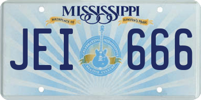 MS license plate JEI666