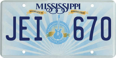 MS license plate JEI670