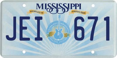 MS license plate JEI671