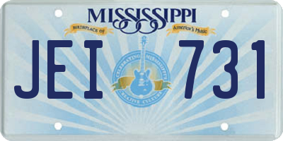 MS license plate JEI731