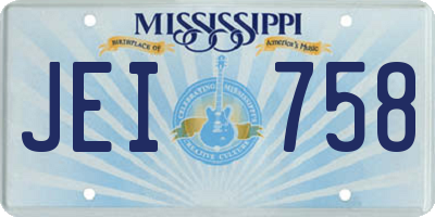 MS license plate JEI758