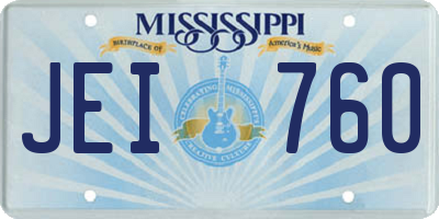 MS license plate JEI760
