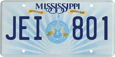 MS license plate JEI801