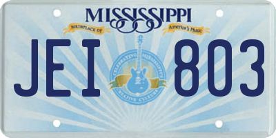 MS license plate JEI803