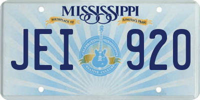 MS license plate JEI920