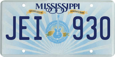 MS license plate JEI930