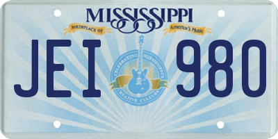 MS license plate JEI980