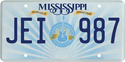 MS license plate JEI987