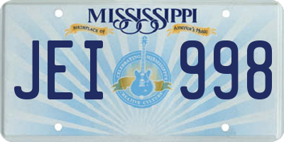 MS license plate JEI998