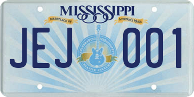 MS license plate JEJ001