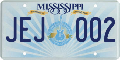 MS license plate JEJ002
