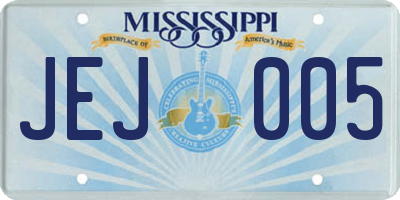 MS license plate JEJ005