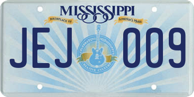 MS license plate JEJ009