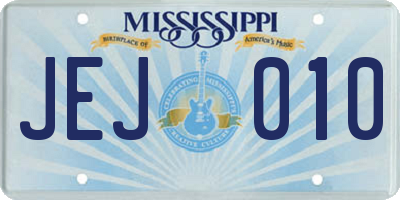 MS license plate JEJ010