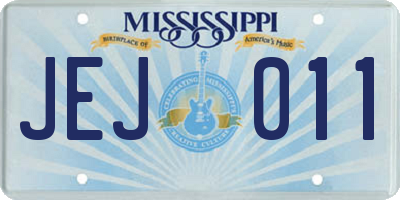 MS license plate JEJ011