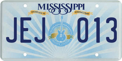 MS license plate JEJ013
