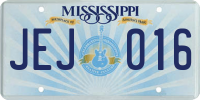 MS license plate JEJ016