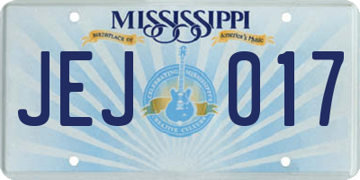 MS license plate JEJ017