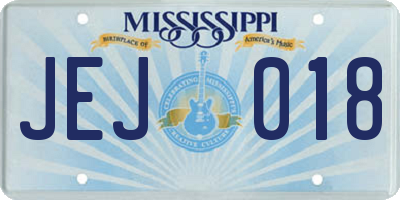 MS license plate JEJ018
