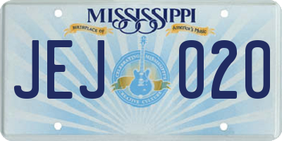 MS license plate JEJ020