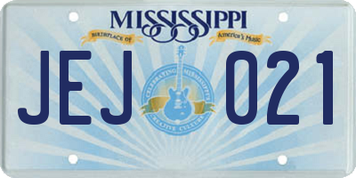 MS license plate JEJ021