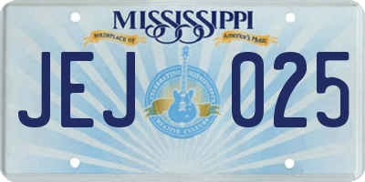 MS license plate JEJ025