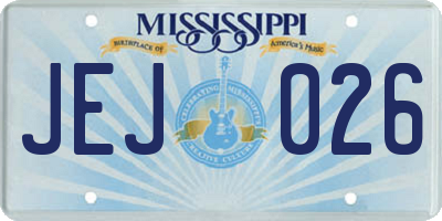 MS license plate JEJ026