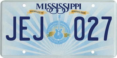 MS license plate JEJ027