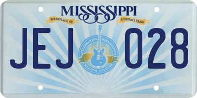 MS license plate JEJ028