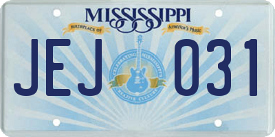 MS license plate JEJ031