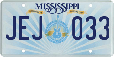 MS license plate JEJ033