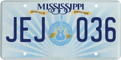 MS license plate JEJ036