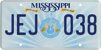 MS license plate JEJ038