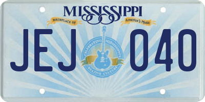 MS license plate JEJ040