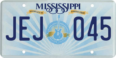 MS license plate JEJ045