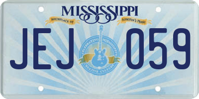 MS license plate JEJ059