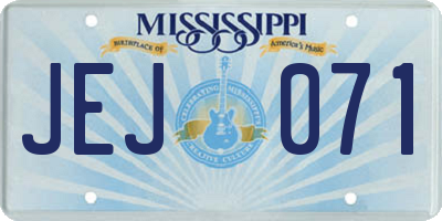 MS license plate JEJ071