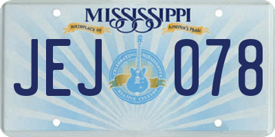 MS license plate JEJ078