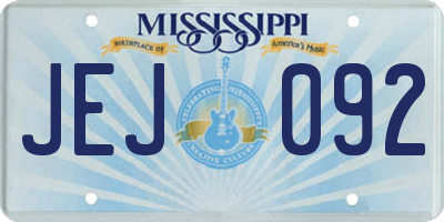 MS license plate JEJ092