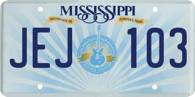 MS license plate JEJ103