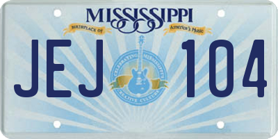 MS license plate JEJ104